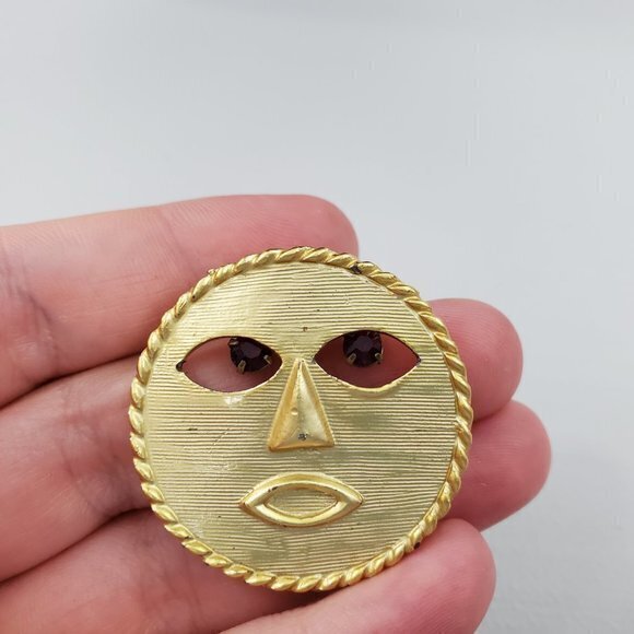 Face Necklace Rhinestone Dangle Beaded‎ Red Gold To - Picture 2 of 7